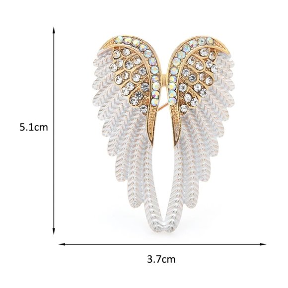 Rhinestone Angel Wings Pearl Brooch / Necklace Pendant - Picture 5 of 6